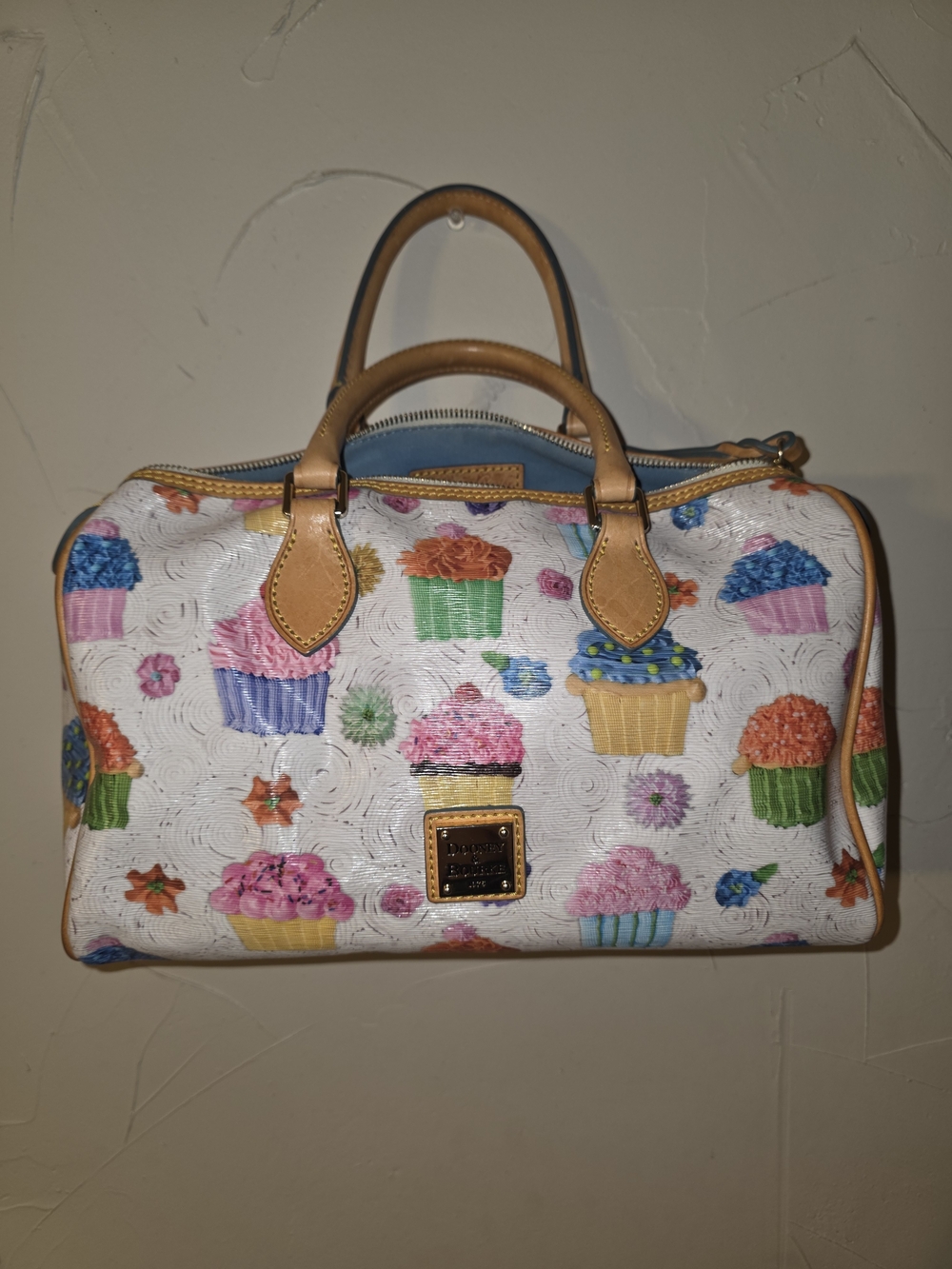 Dooney & Bourke White Cupcake Print Satchel - Picture 1 of 12